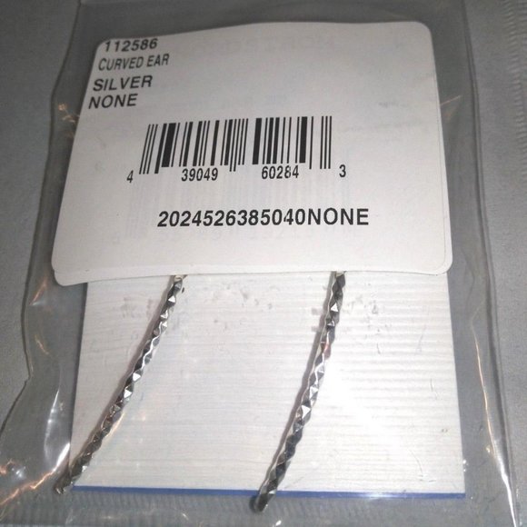 SILVER 925 Diamond Cut Curved Earrings Threaders by ARGENTO VIVO New NWT - Picture 2 of 8